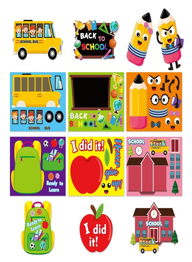Haooryx Back to School Make a Face Sticker Games - 36Pcs First Day of School Make Your Own Stickers for Kids Art Craft Education Activities Toys Classroom Rewards Kids Birthday Theme Party Favor Gift - Image 1
